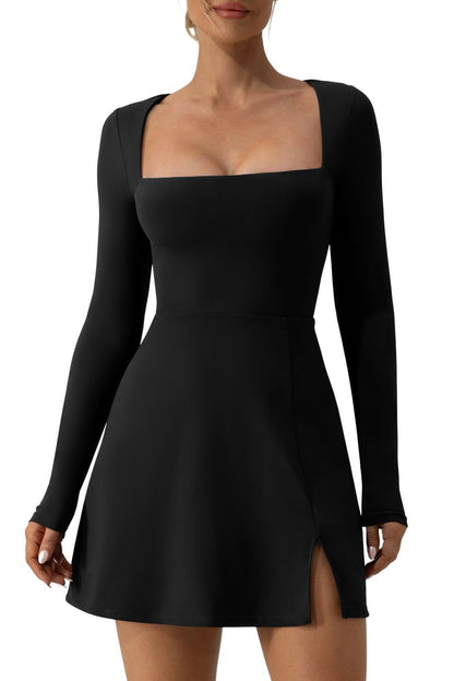 Women Square Collar Knitted Dress