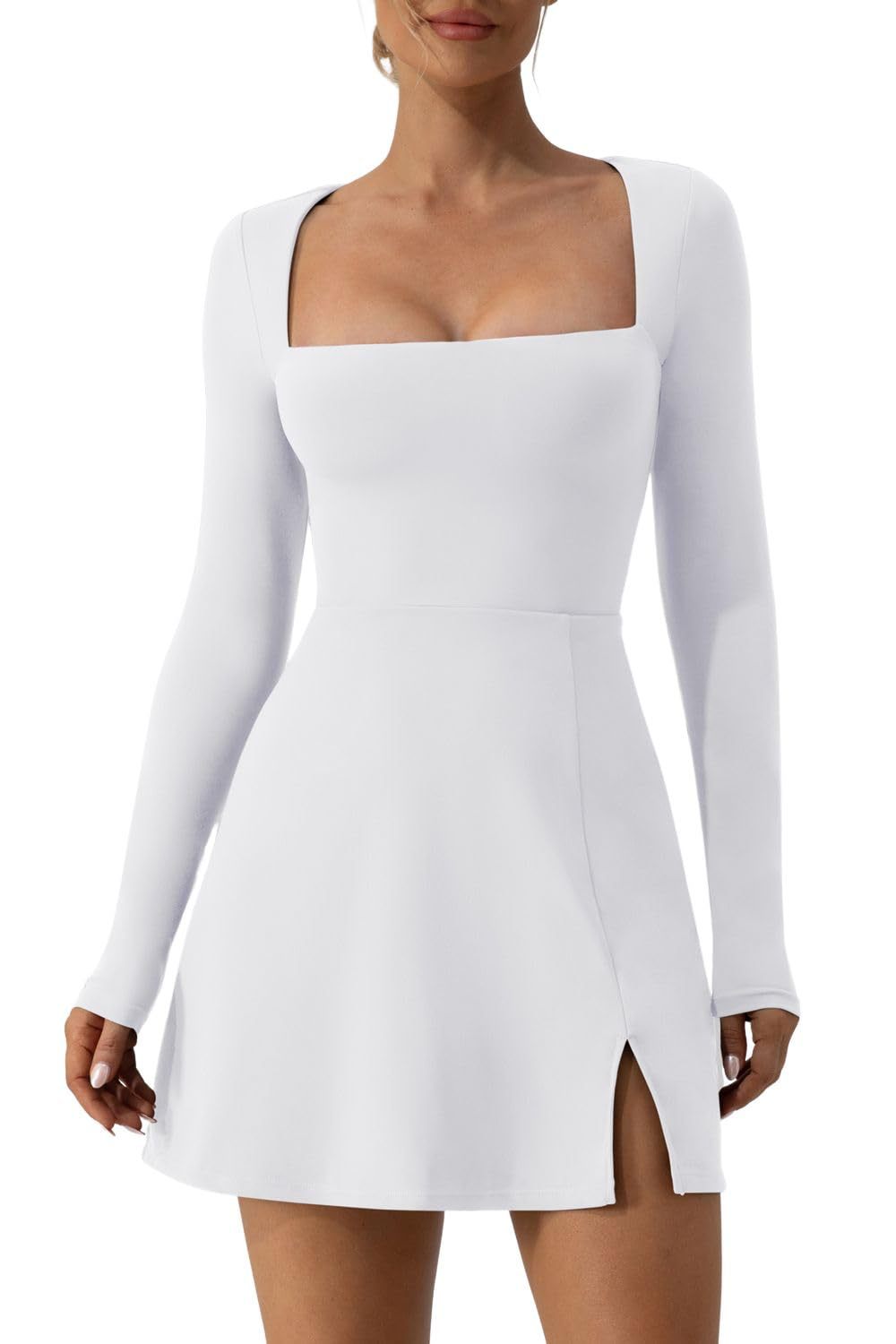 Women Square Collar Knitted Dress