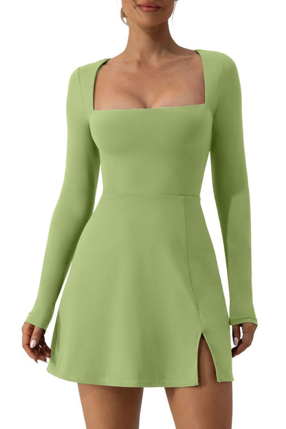 Women Square Collar Knitted Dress