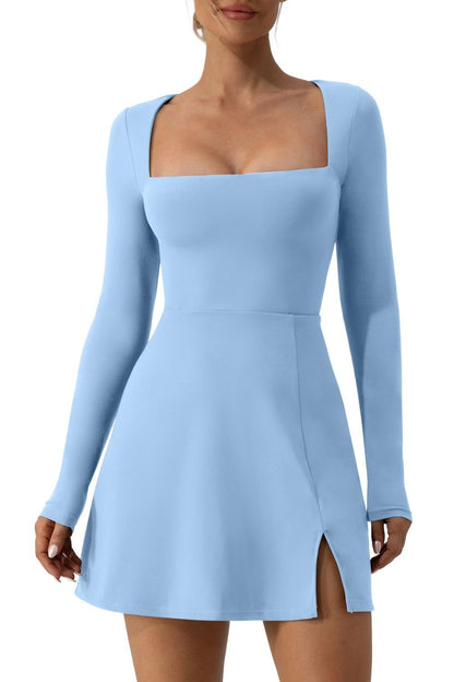 Women Square Collar Knitted Dress