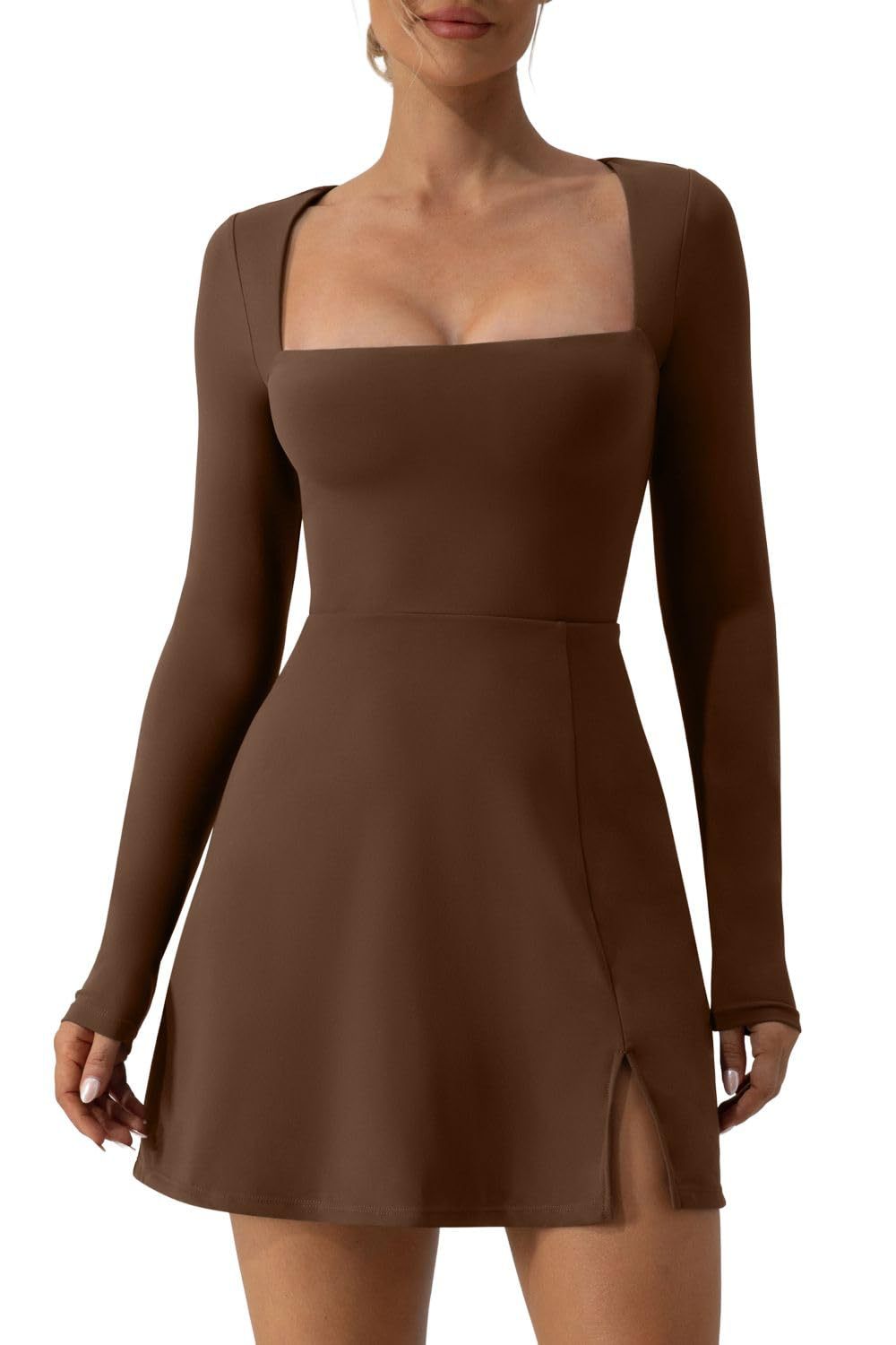 Women Square Collar Knitted Dress