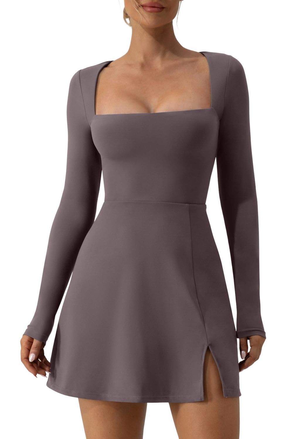 Women Square Collar Knitted Dress