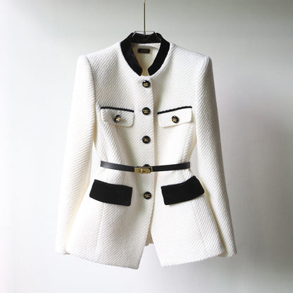 Women Stand Collar Mid-Length Coat