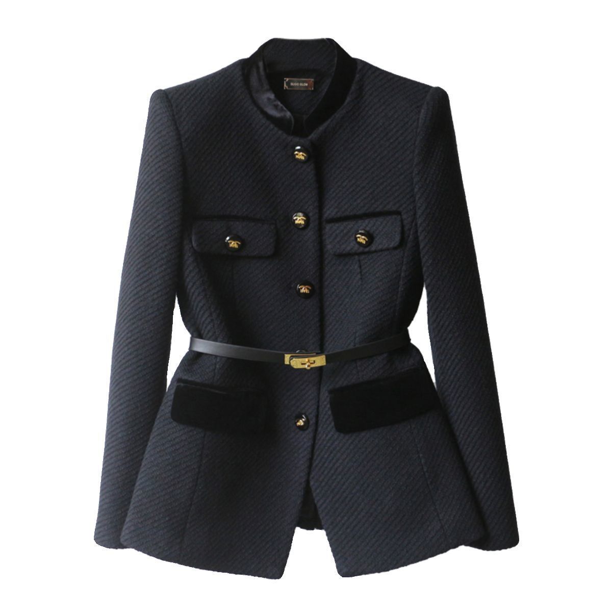 Women Stand Collar Mid-Length Coat
