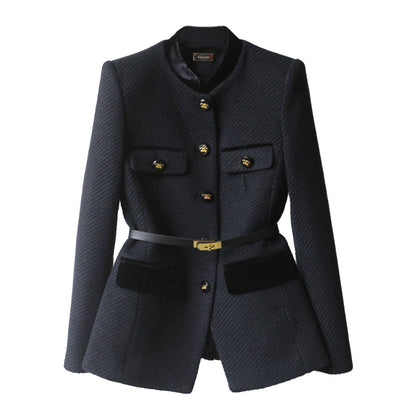 Women Stand Collar Mid-Length Coat