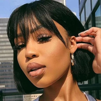 Women Straight Hair Wig with Adjustable Bangs