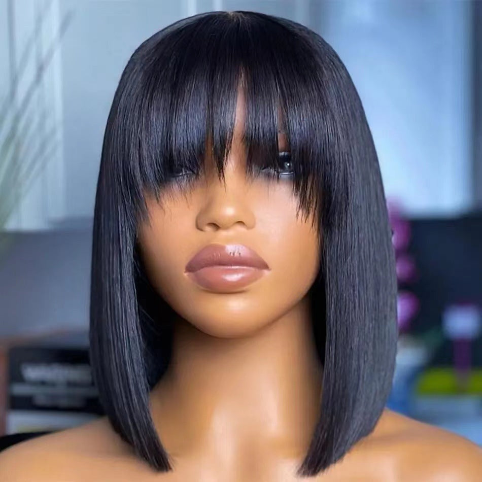 Women Straight Hair Wig with Adjustable Bangs
