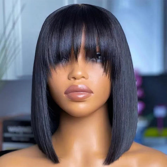Women Straight Hair Wig with Adjustable Bangs