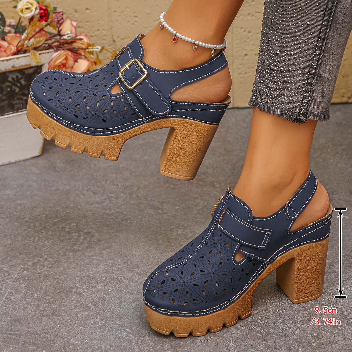 Women Summer Block Heel Sandals