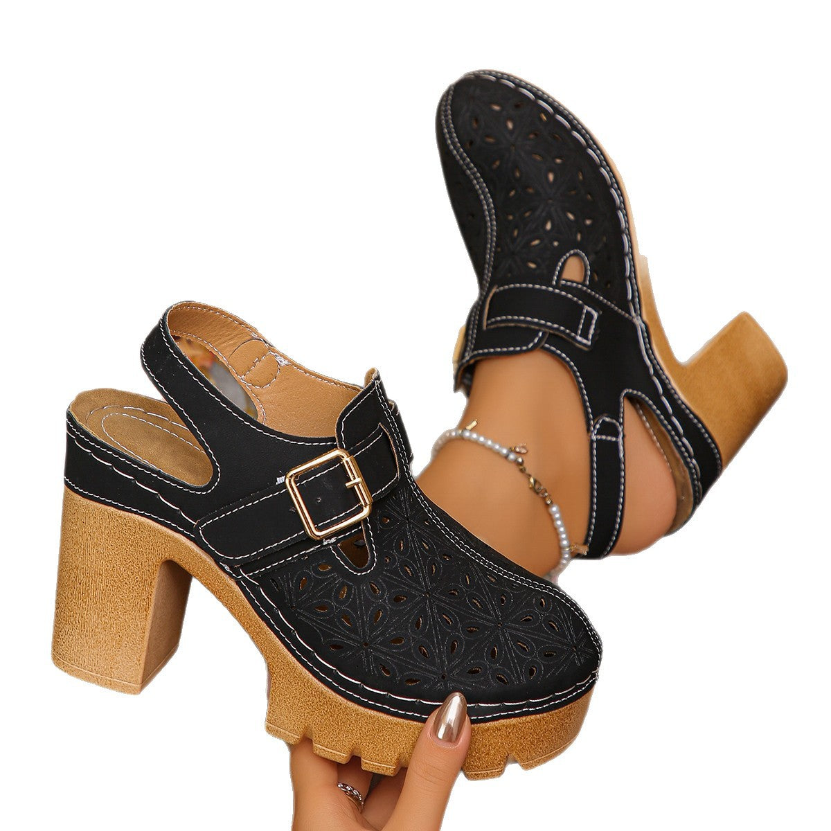 Women Summer Block Heel Sandals
