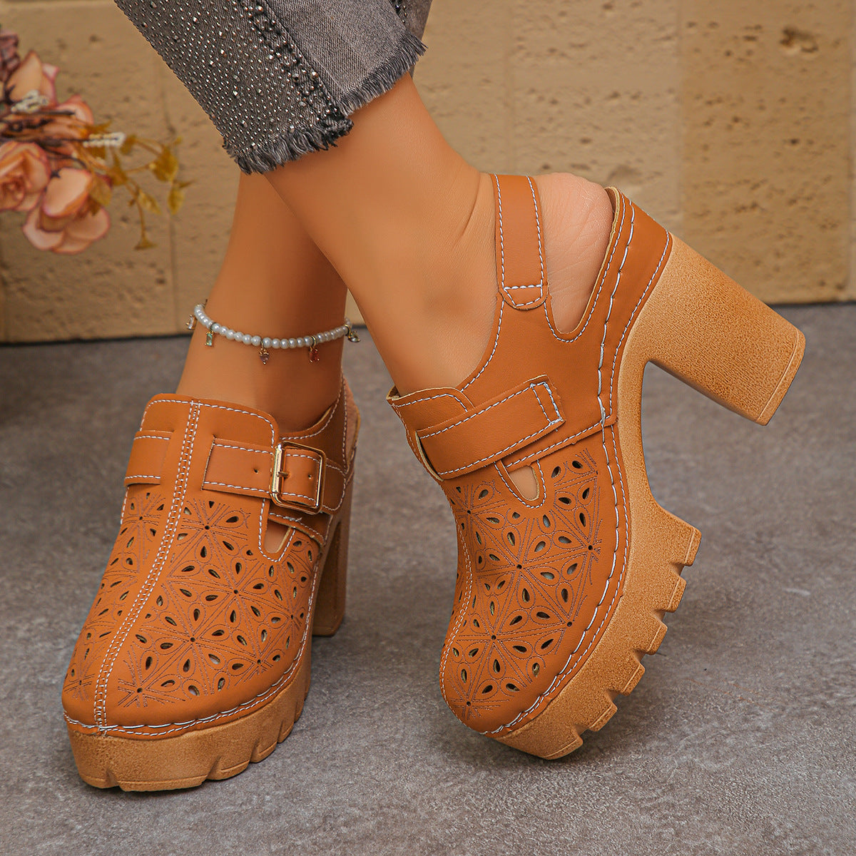Women Summer Block Heel Sandals