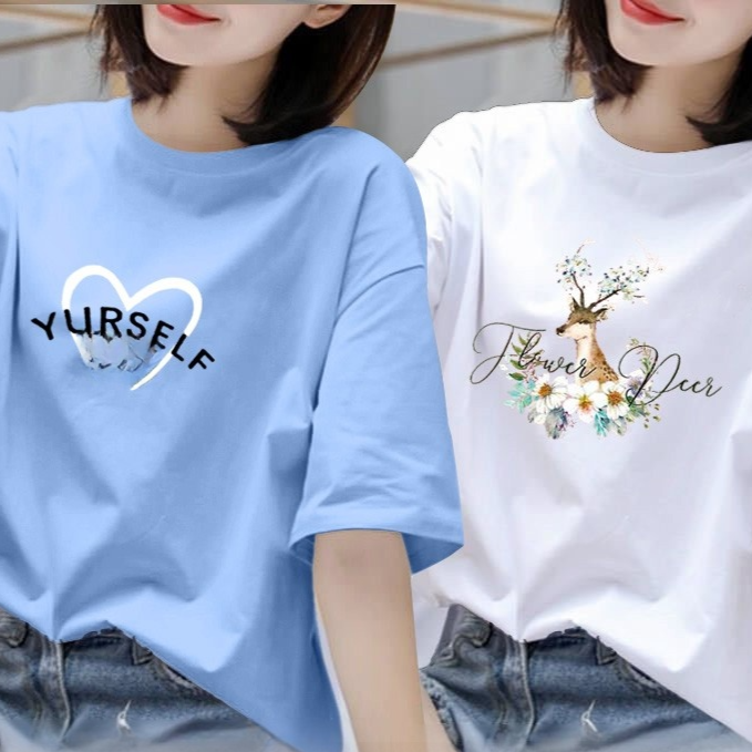 Women Summer Printed Half-Sleeved T-Shirt