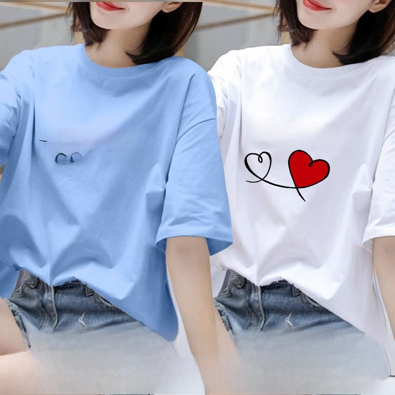 Women Summer Printed Half-Sleeved T-Shirt