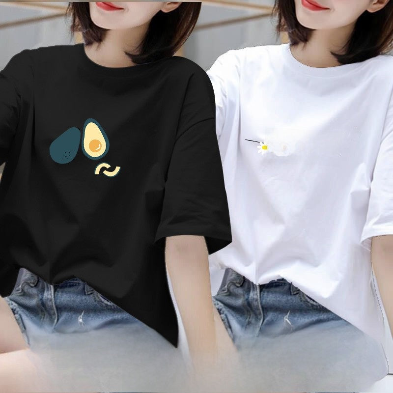 Women Summer Printed Half-Sleeved T-Shirt
