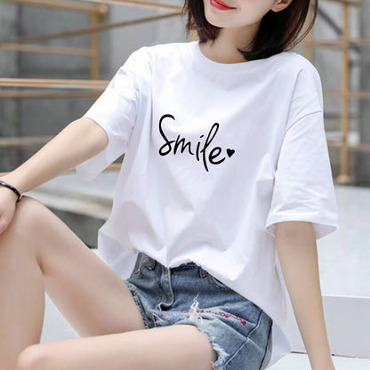 Women Summer Printed Half-Sleeved T-Shirt