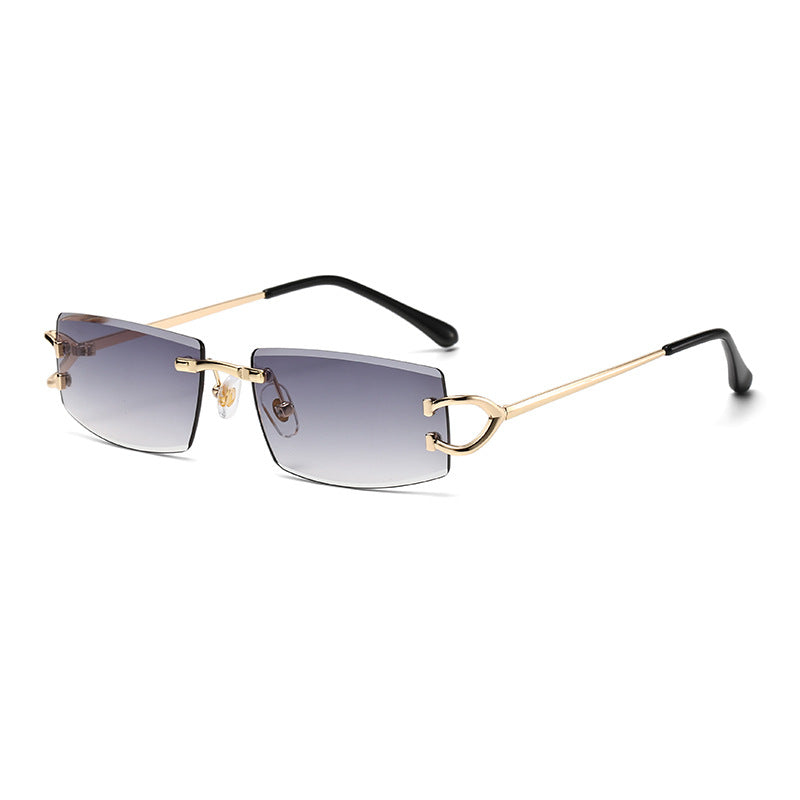 Women wearing rimless sunglasses