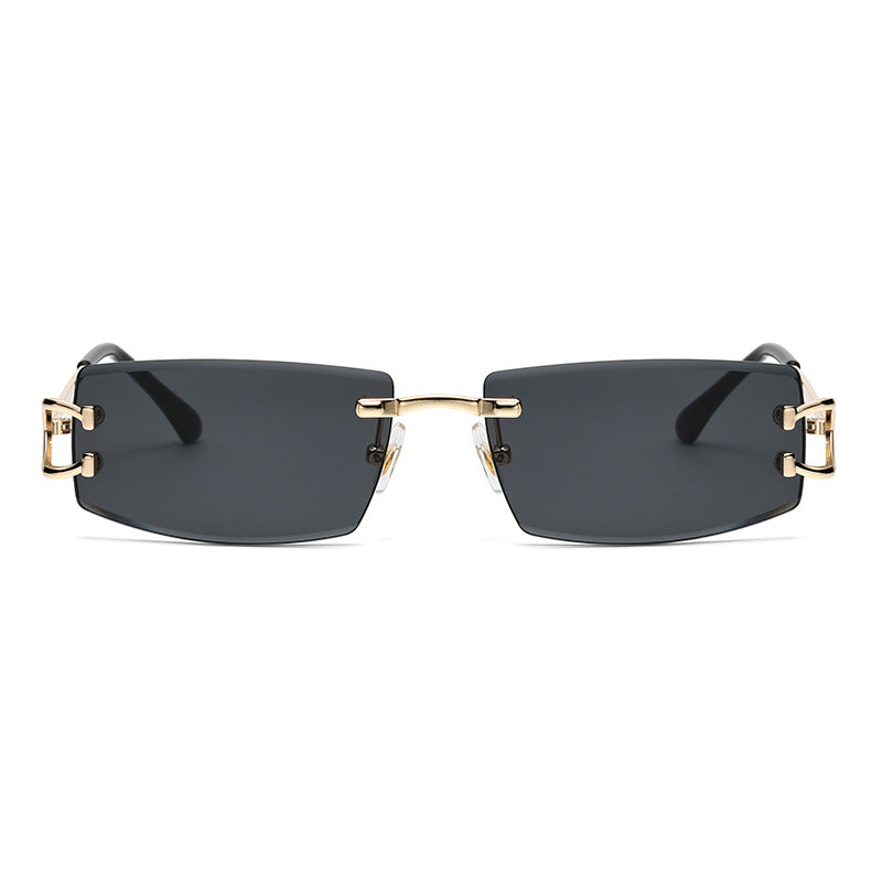 Women wearing rimless sunglasses
