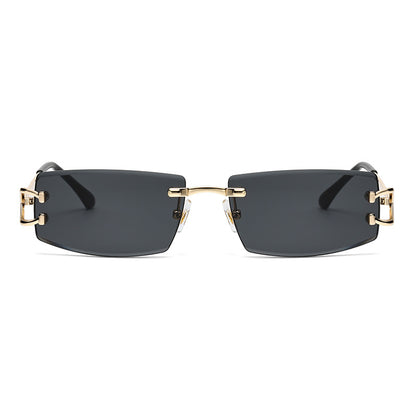 Women wearing rimless sunglasses