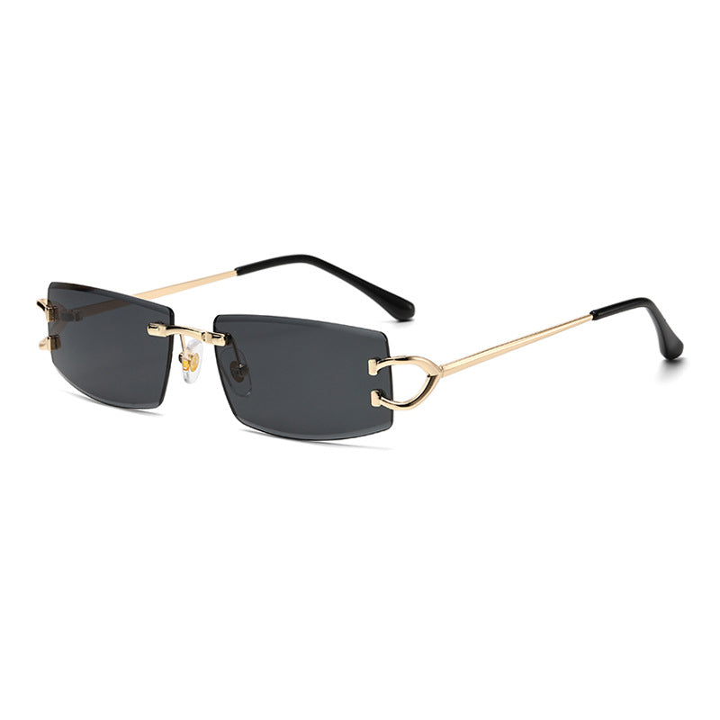 Women wearing rimless sunglasses
