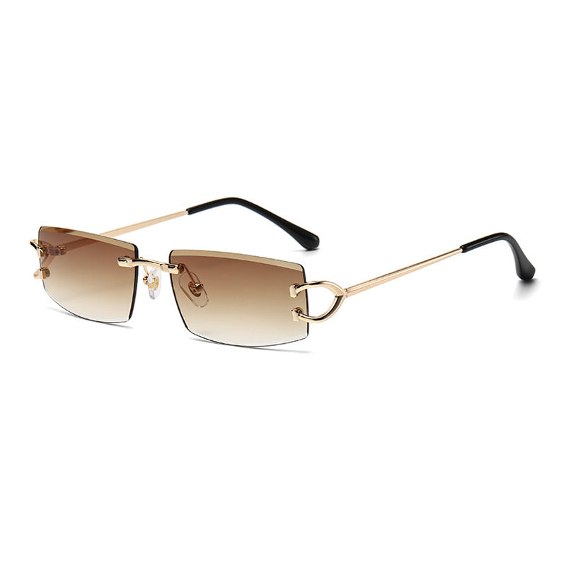 Women wearing rimless sunglasses