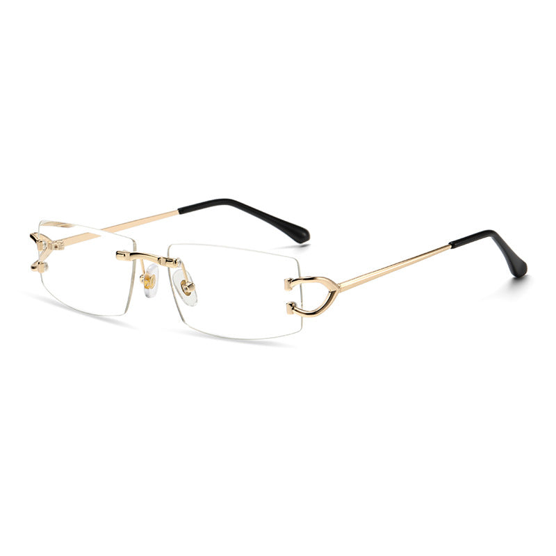 Women wearing rimless sunglasses