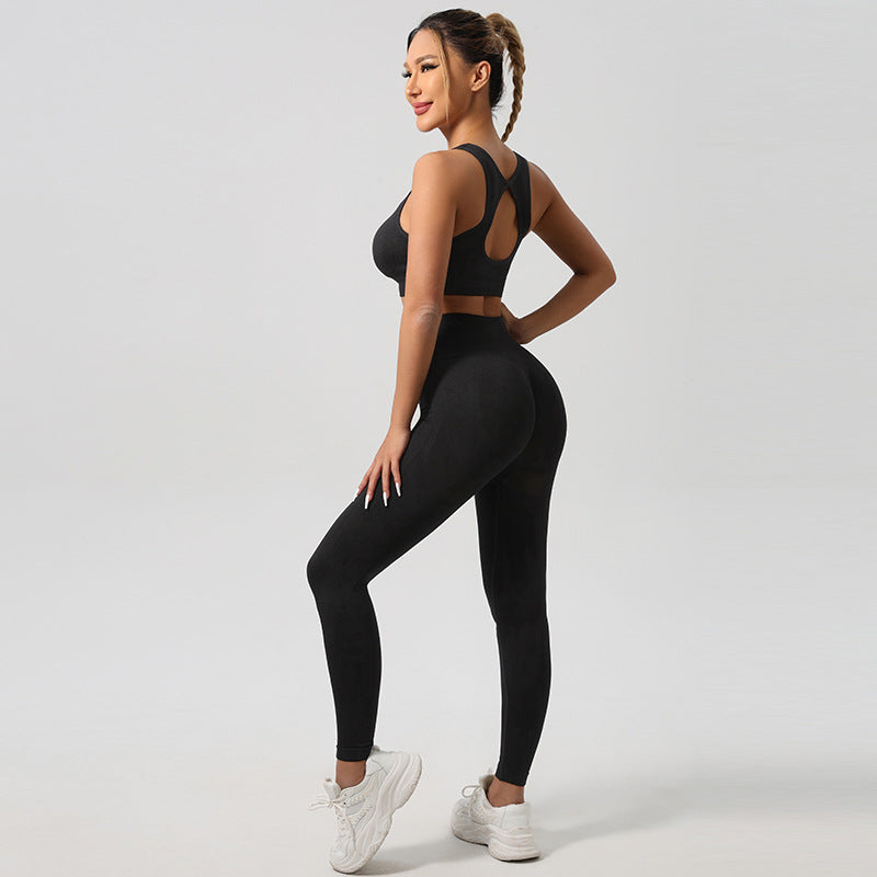 Women Yoga Outfit Set Sports Bra and High Waist Pants