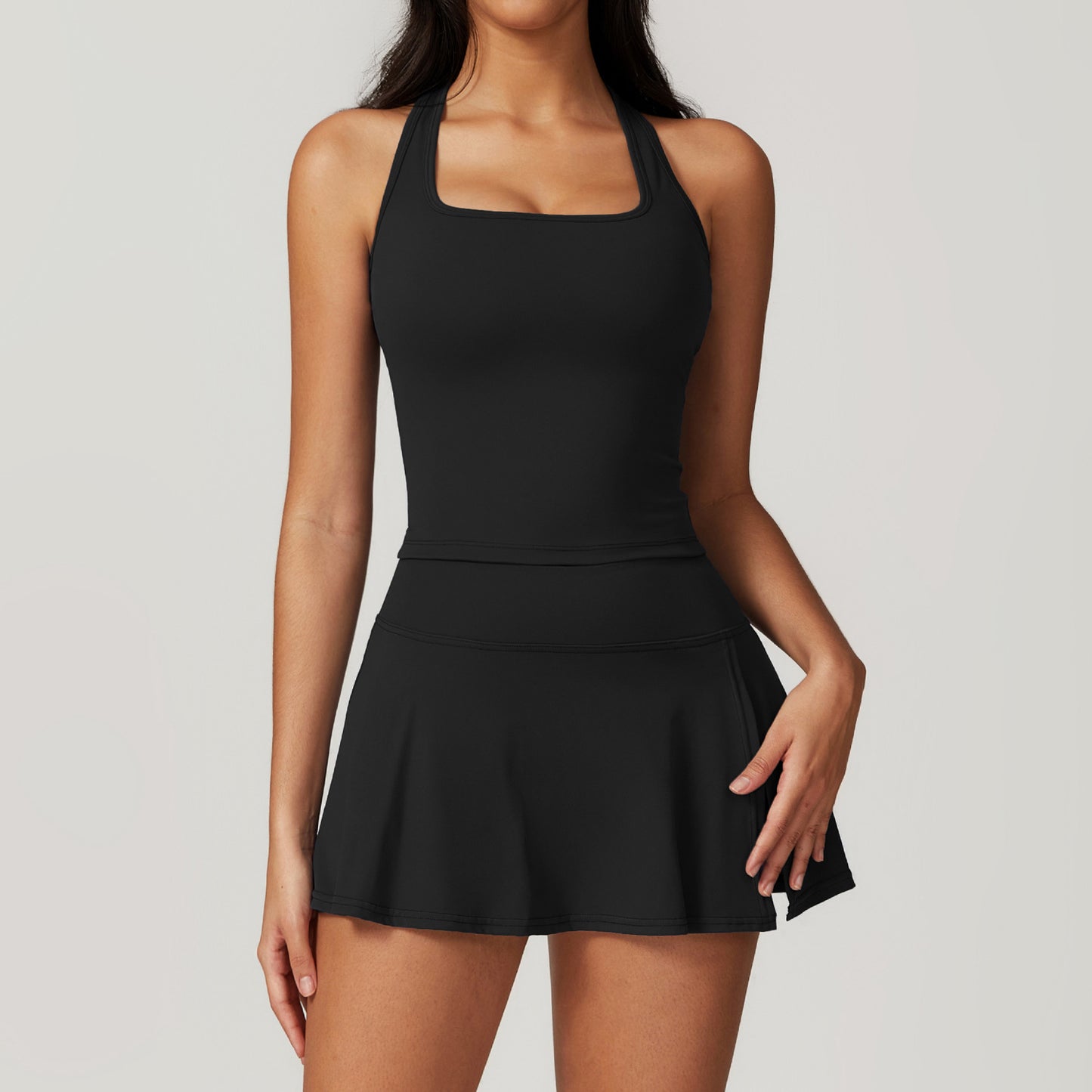 Women Yoga Vest Mini Skirt Two Piece Set