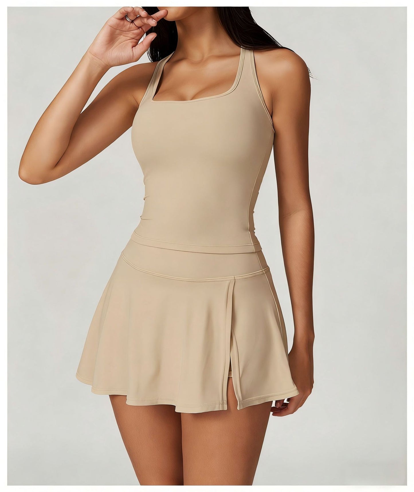 Women Yoga Vest Mini Skirt Two Piece Set