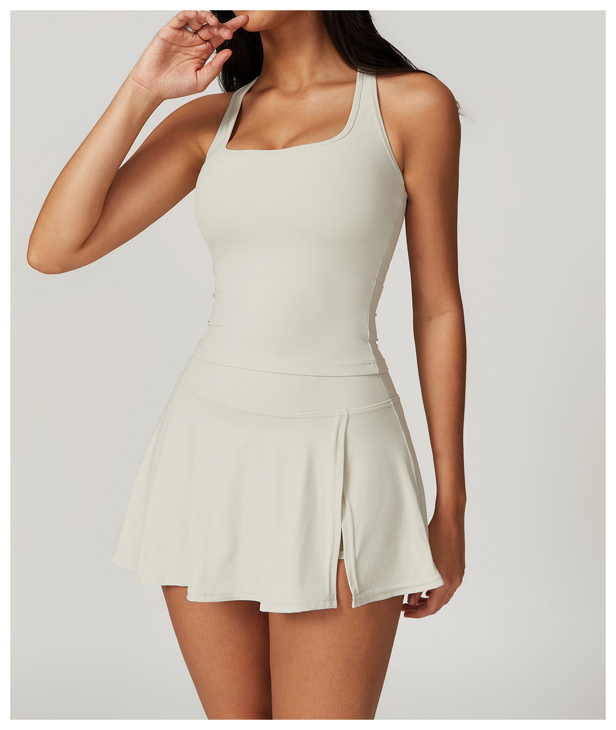 Women Yoga Vest Mini Skirt Two Piece Set