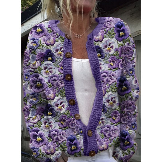 Womens 3D Digital Printed Cardigan Sweatshirt Jacket