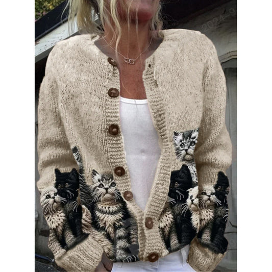 Womens 3D Digital Printed Cardigan Sweatshirt Jacket