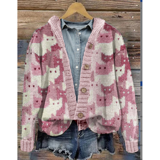 Womens 3D Digital Printed Cardigan Sweatshirt Jacket