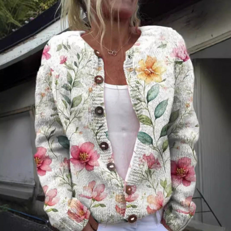 Womens 3D Digital Printed Cardigan Sweatshirt Jacket