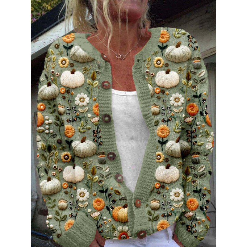 Womens 3D Digital Printed Cardigan Sweatshirt Jacket