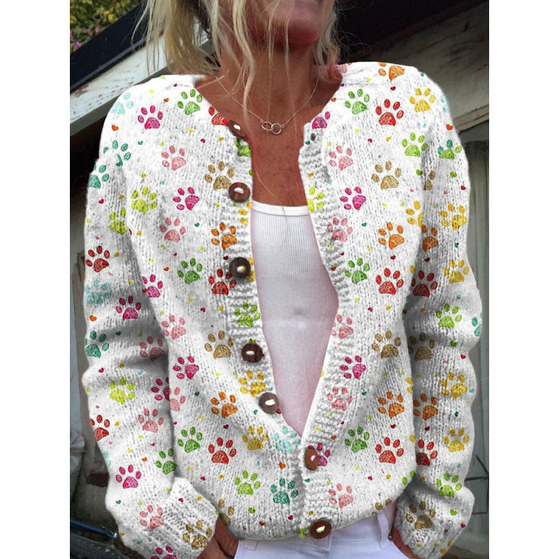 Womens 3D Digital Printed Cardigan Sweatshirt Jacket
