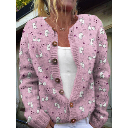 Womens 3D Digital Printed Cardigan Sweatshirt Jacket