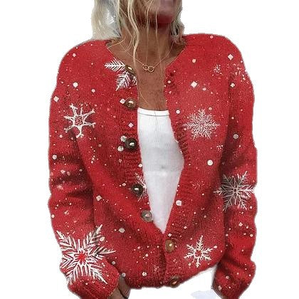 Womens 3D Digital Printed Cardigan Sweatshirt Jacket