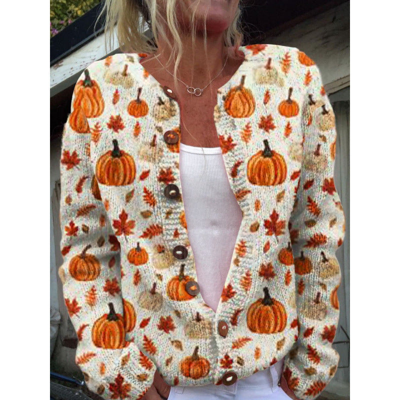 Womens 3D Digital Printed Cardigan Sweatshirt Jacket