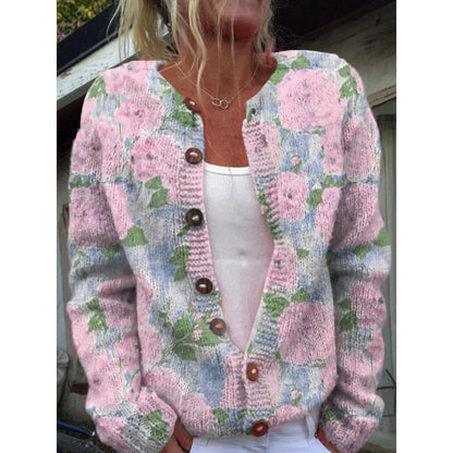 Womens 3D Digital Printed Cardigan Sweatshirt Jacket