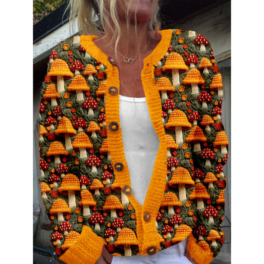 Womens 3D Digital Printed Cardigan Sweatshirt Jacket