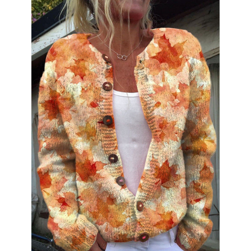 Womens 3D Digital Printed Cardigan Sweatshirt Jacket