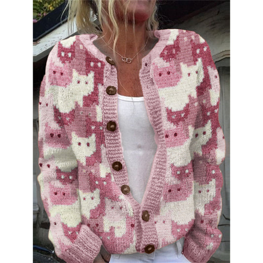 Womens 3D Digital Printed Cardigan Sweatshirt Jacket