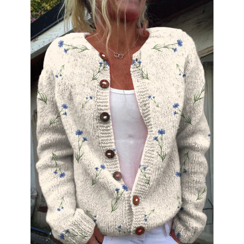 Womens 3D Digital Printed Cardigan Sweatshirt Jacket