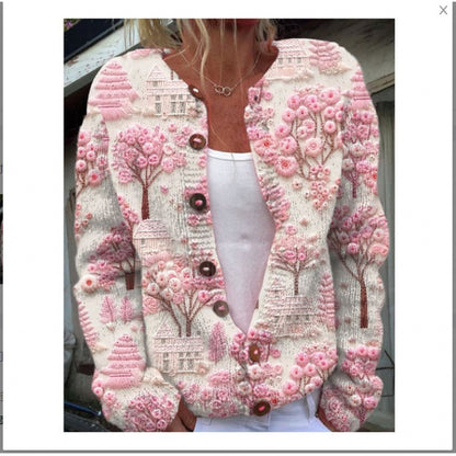 Womens 3D Digital Printed Cardigan Sweatshirt Jacket