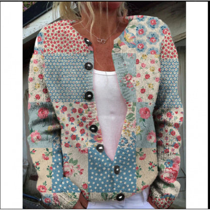 Womens 3D Digital Printed Cardigan Sweatshirt Jacket