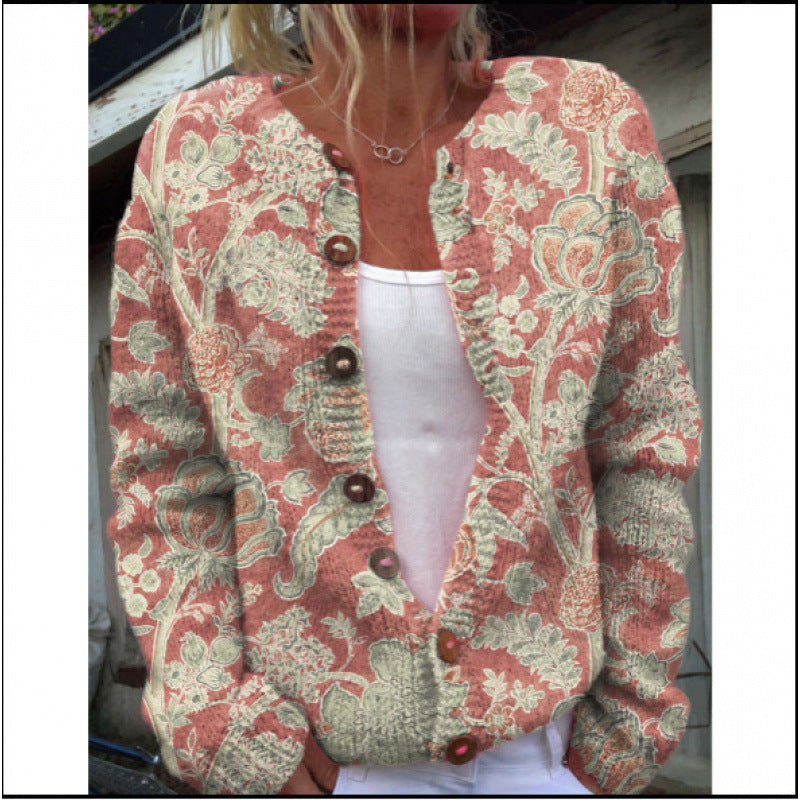 Womens 3D Digital Printed Cardigan Sweatshirt Jacket
