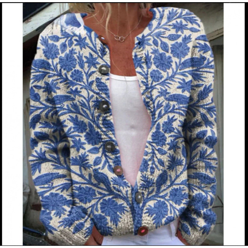 Womens 3D Digital Printed Cardigan Sweatshirt Jacket