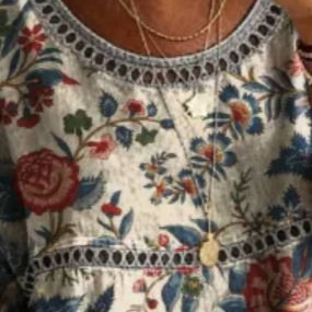 Womens 3D Floral Print Round Neck Dress