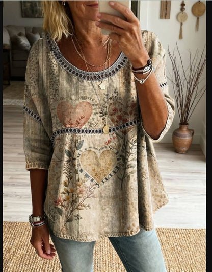 Womens 3D Floral Print Round Neck Dress