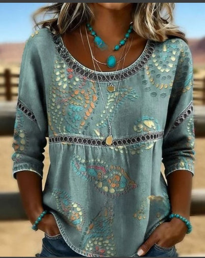 Womens 3D Floral Print Round Neck Dress
